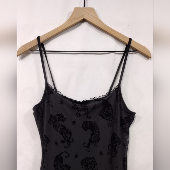 Divided H&M Velvet Tiger Print Bodycon Mini Dress Women's M Black Romantic - Picture 2 of 8